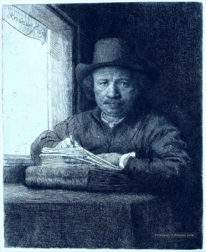  Rembrandt Peintre - dessin à un portrait de fenêtre Rembrandt